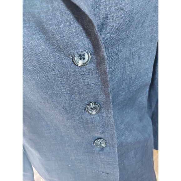 Linda Allard Ellen Tracy Blue Linen Jacket Pant Suit Women's Size 10 Long - Picture 7 of 16